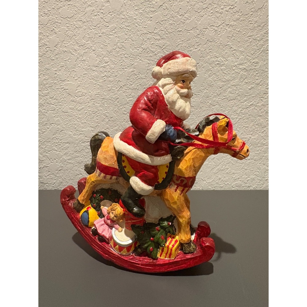 Home For the Holidays 2003 Santa on Rocking Horse Figurine May Co.